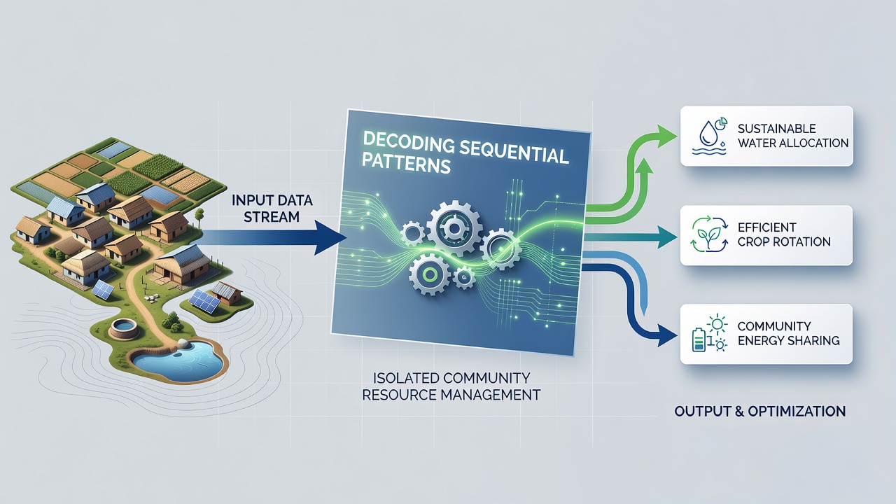 Close-up of data visualization showing sequential resource allocation timelines in a community setting